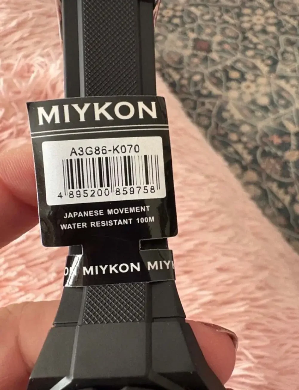 Miykon Men's Black Sports Watch A3G86-K070 100M Water Resistant New